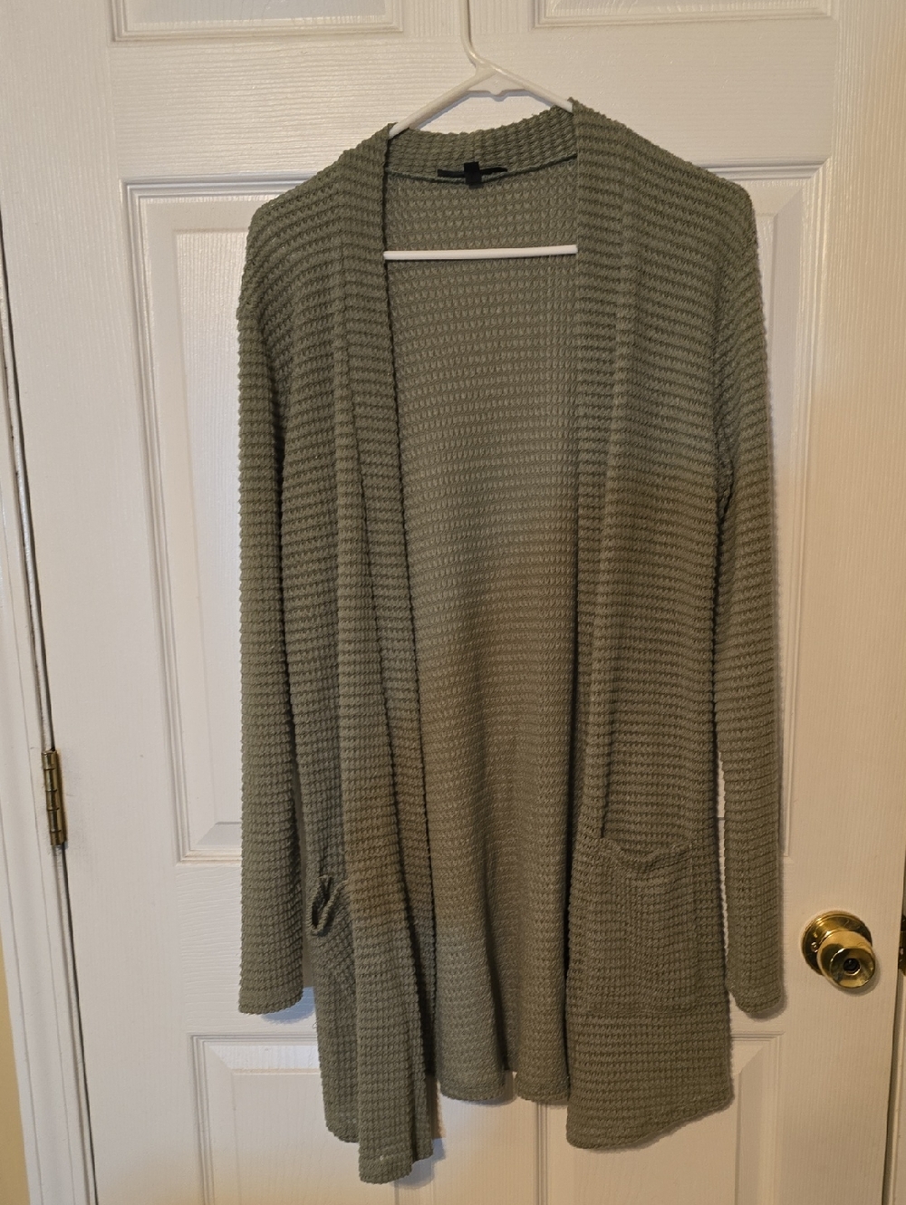 24-HRS FASHION Open-Front Knit Cardigan in Olive
